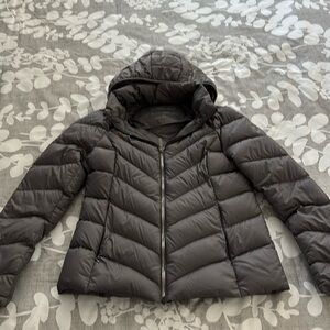 Michael Kors Grey Packable Down Fill Puffer Jacket  - Small